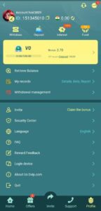 Mobile screen displaying DVIP Game safe gaming features.